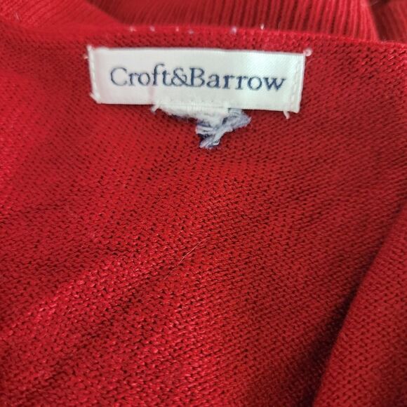 Croft & Barrow Red Button Front Argyle Long Sleeve Sweater - Picture 5 of 7